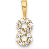 14K Yellow Gold Diamond Number 8 Pendant - Polished Finish with Round Cut Diamonds by Oro Pregiato