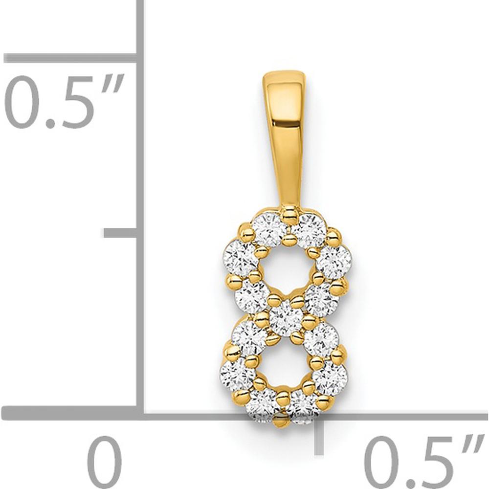 14K Yellow Gold Diamond Number 8 Pendant - Polished Finish with Round Cut Diamonds by Oro Pregiato