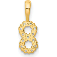 14K Yellow Gold Diamond Number 8 Pendant - Polished Finish with Round Cut Diamonds by Oro Pregiato