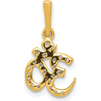 14K Yellow Gold Diamond Om Symbol Pendant - 1/6 Carat Total Diamond Weight by Monteluci Fine Jewelry