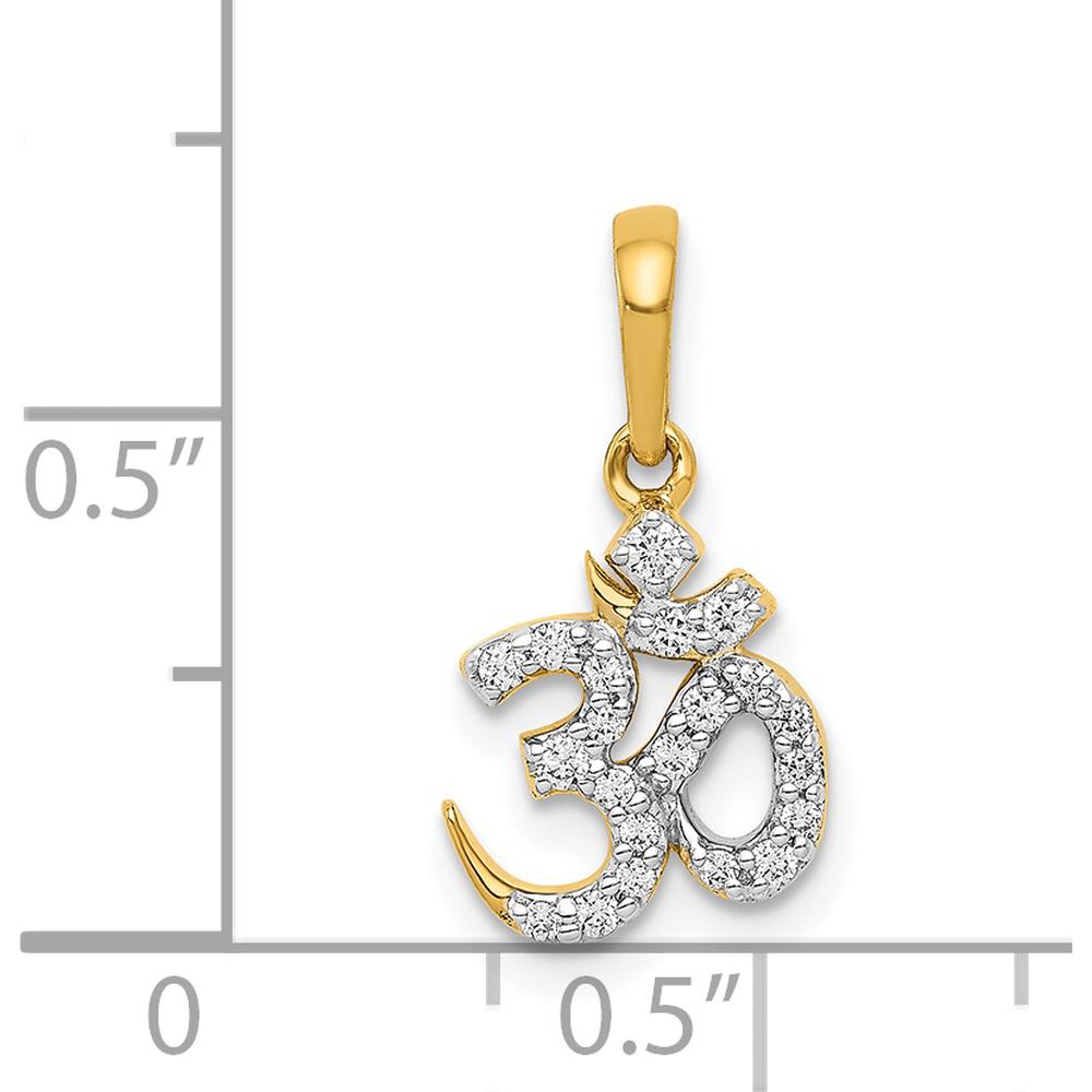 14K Yellow Gold Diamond Om Symbol Pendant - 1/6 Carat Total Diamond Weight by Monteluci Fine Jewelry