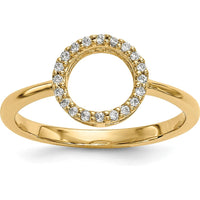 14K Yellow Gold Diamond Open Circle Ring - 0.08 Carat Total Diamond Weight by Oro Pregiato