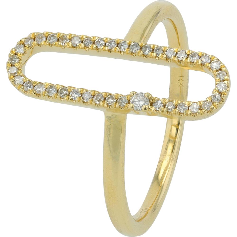 14K Yellow Gold Diamond Open Oval Ring - 0.15 Total Carat Weight