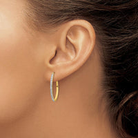 14K Yellow Gold Diamond Oval Hinged Hoop Earrings - 0.01 Carats Total Diamond Weight by Monteluci Fine Jewelry