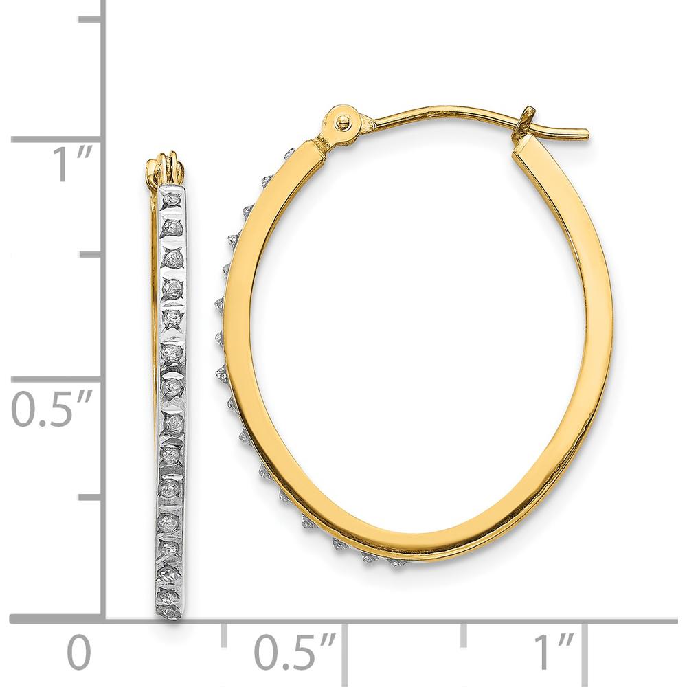 14K Yellow Gold Diamond Oval Hinged Hoop Earrings - 0.01 Carats Total Diamond Weight by Monteluci Fine Jewelry