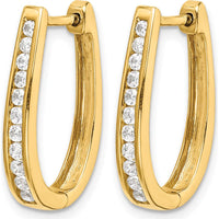 14K Yellow Gold Diamond Oval Hinged Hoop Earrings - 0.09 Carat Total Diamond Weight by Monteluci Fine Jewelry