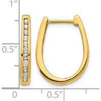 14K Yellow Gold Diamond Oval Hinged Hoop Earrings - 0.09 Carat Total Diamond Weight by Monteluci Fine Jewelry