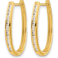 14K Yellow Gold Diamond Oval Hinged Hoop Earrings - 0.14 Carat Total Diamond Weight by Monteluci Fine Jewelry