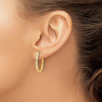 14K Yellow Gold Diamond Oval Hinged Hoop Earrings - 0.14 Carat Total Diamond Weight by Monteluci Fine Jewelry