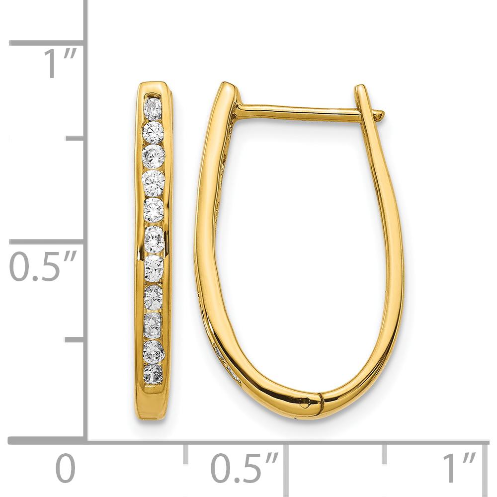 14K Yellow Gold Diamond Oval Hinged Hoop Earrings - 0.14 Carat Total Diamond Weight by Monteluci Fine Jewelry
