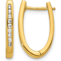 14K Yellow Gold Diamond Oval Hinged Hoop Earrings with 18 Round Diamonds - 0.0135 Carat Total Diamond Weight by Monteluci Fine Jewelry