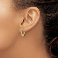 14K Yellow Gold Diamond Oval Hinged Hoop Earrings with 18 Round Diamonds - 0.0135 Carat Total Diamond Weight by Monteluci Fine Jewelry