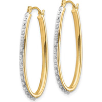 14K Yellow Gold Diamond Oval Twist Hoop Earrings - 0.01 Carats Total Diamond Weight by Monteluci Fine Jewelry