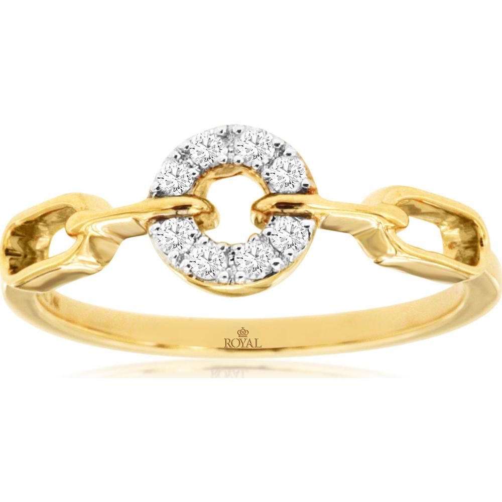 14K Yellow Gold Diamond Paperclip Ring - 0.12 Carats Total Diamond Weight