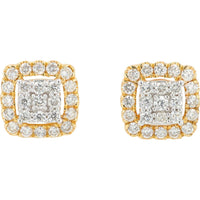 14K Yellow Gold Diamond Pendant & Stud Earrings Set - 0.75 Carat Total Diamond Weight