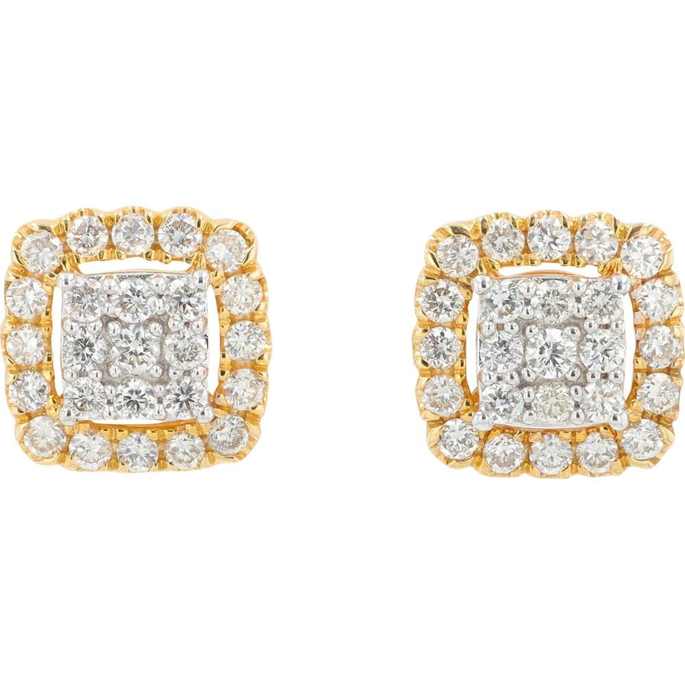 14K Yellow Gold Diamond Pendant & Stud Earrings Set - 0.75 Carat Total Diamond Weight