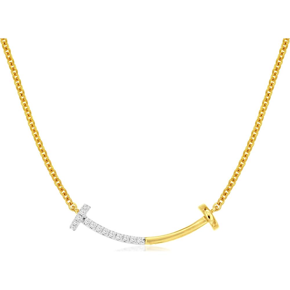 14K Yellow Gold Diamond Pendant Necklace - 0.05 Carats Diamond Total Weight