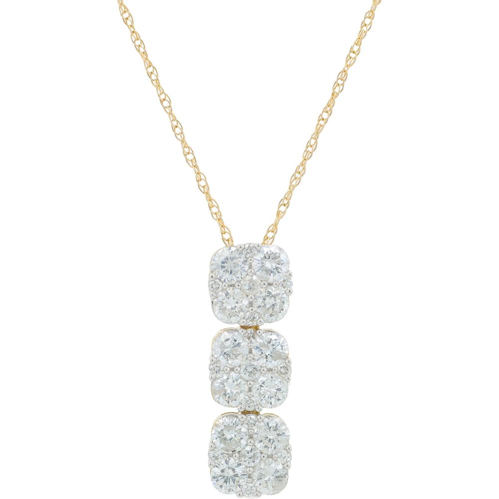 14K Yellow Gold Diamond Pendant Necklace - 0.80 Carat Total Diamond Weight