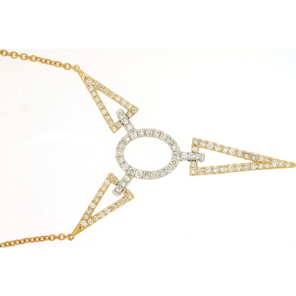 14K Yellow Gold Diamond Pendant Necklace with Geometric Design - 0.60 Carats Total Diamond Weight
