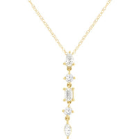 14K Yellow Gold Diamond Pendant Necklace with Oval, Round, and Emerald-Cut Diamonds - 0.50 Carats Total Diamond Weight