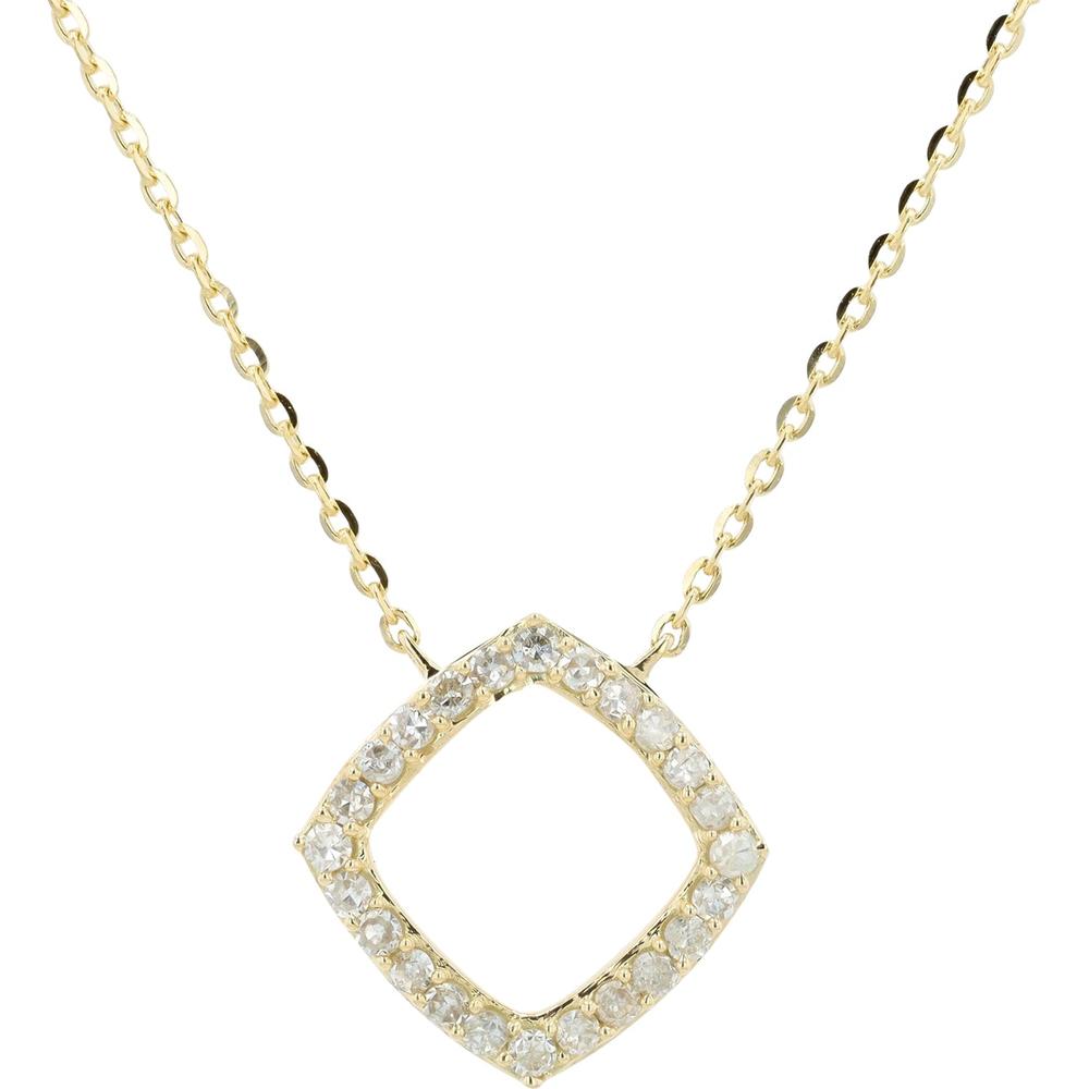 14K Yellow Gold Diamond Pendant Necklace with Pavé Set Diamonds - 0.17 Carat Total Diamond Weight