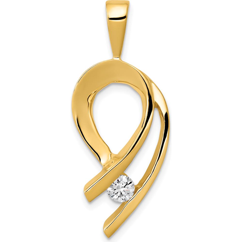 14K Yellow Gold Diamond Pendant with 0.25 Carat Round Diamond - Polished Finish by Monteluci Fine Jewelry