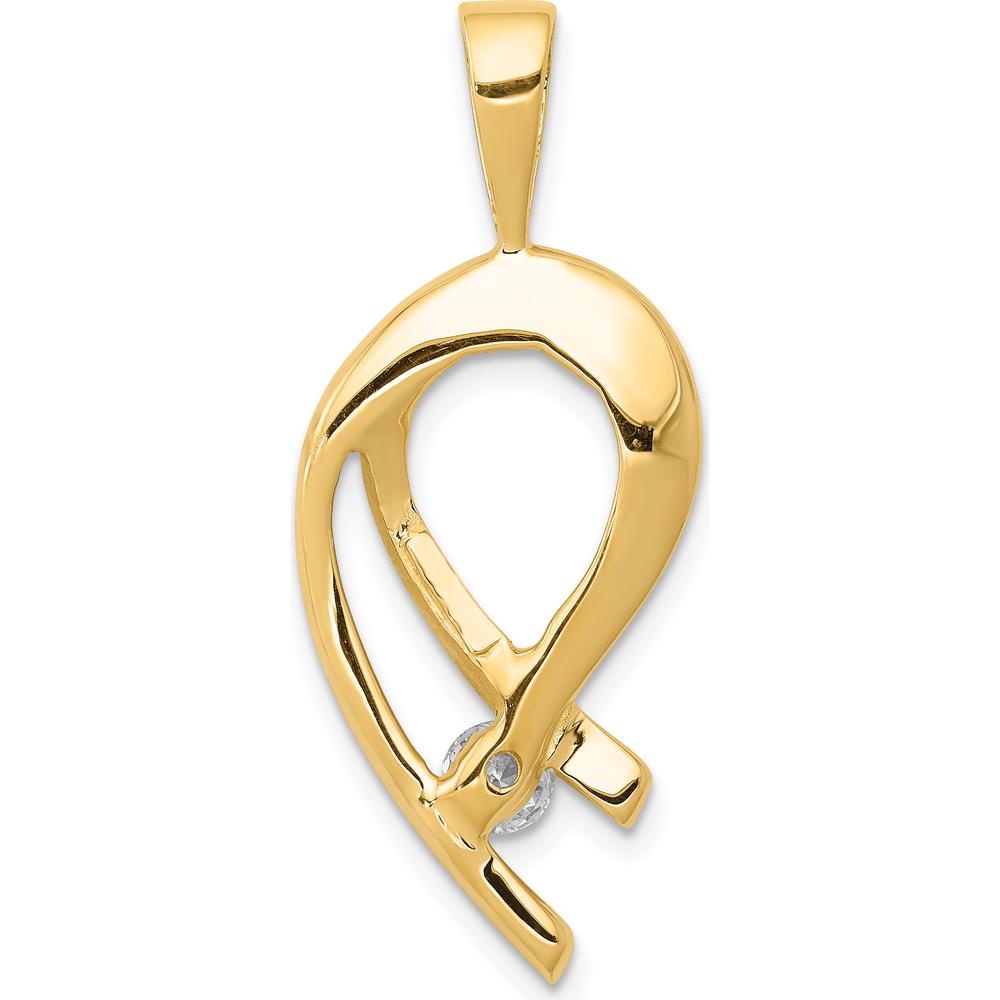 14K Yellow Gold Diamond Pendant with 0.25 Carat Round Diamond - Polished Finish by Monteluci Fine Jewelry