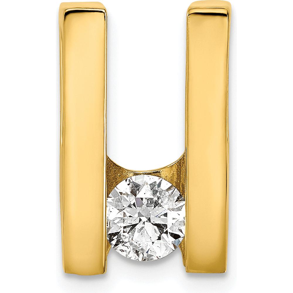 14K Yellow Gold Diamond Pendant with 5.25mm Round Diamond - 0.545 Carat Total Diamond Weight by Monteluci Fine Jewelry