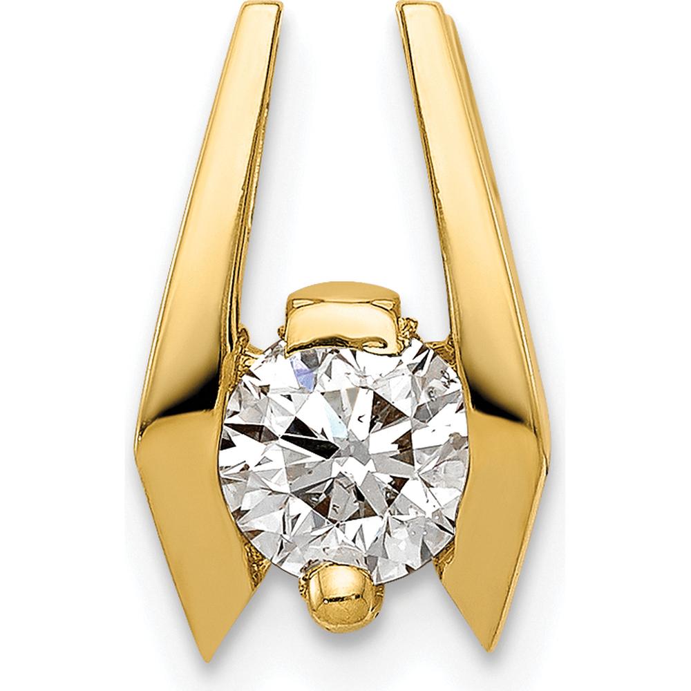 14K Yellow Gold Diamond Pendant with Channel Set Round Diamond - 0.545 Carat Total Diamond Weight by Monteluci Fine Jewelry