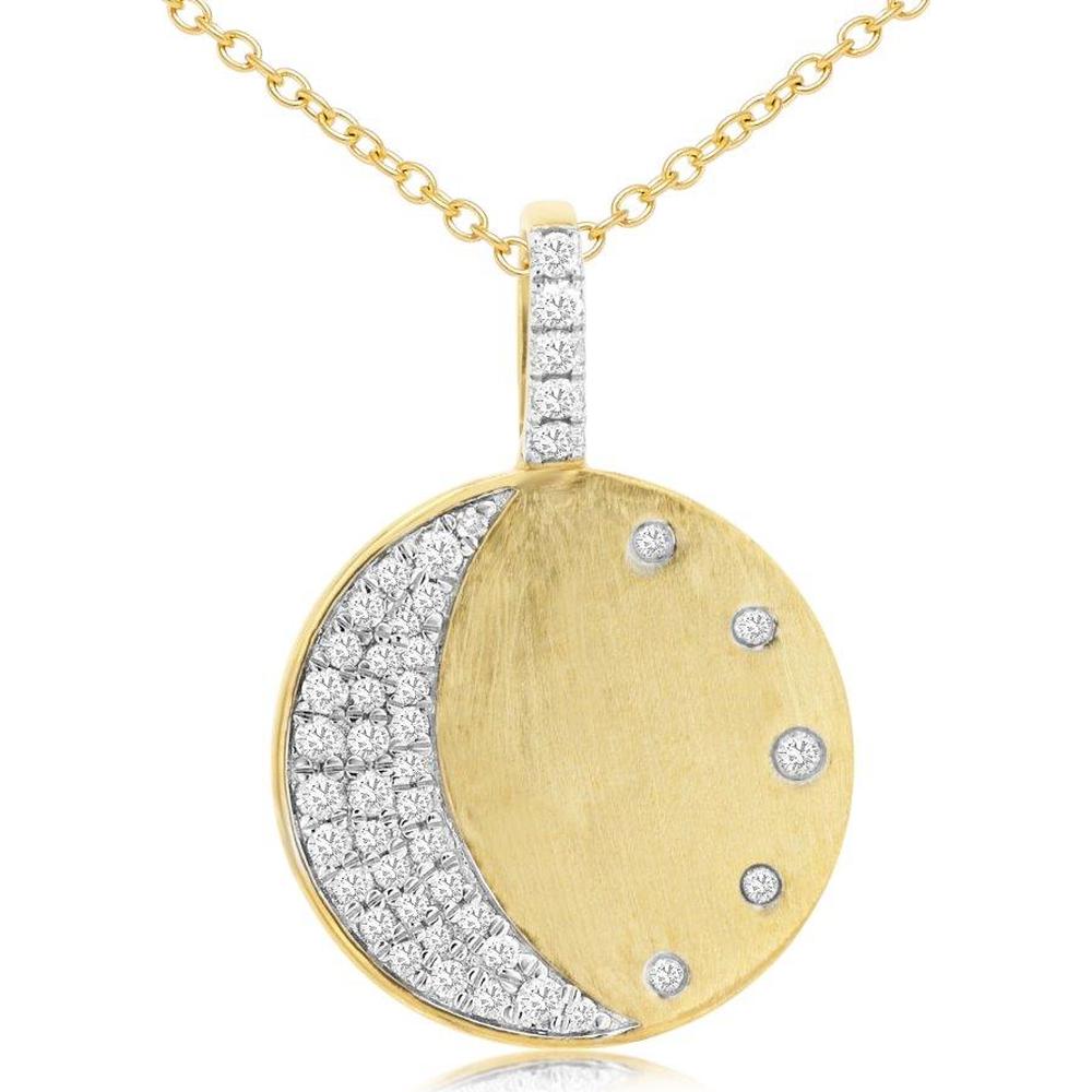 14K Yellow Gold Diamond Pendant with Channel-Set Round Diamonds - 0.33 Carats Total Diamond Weight