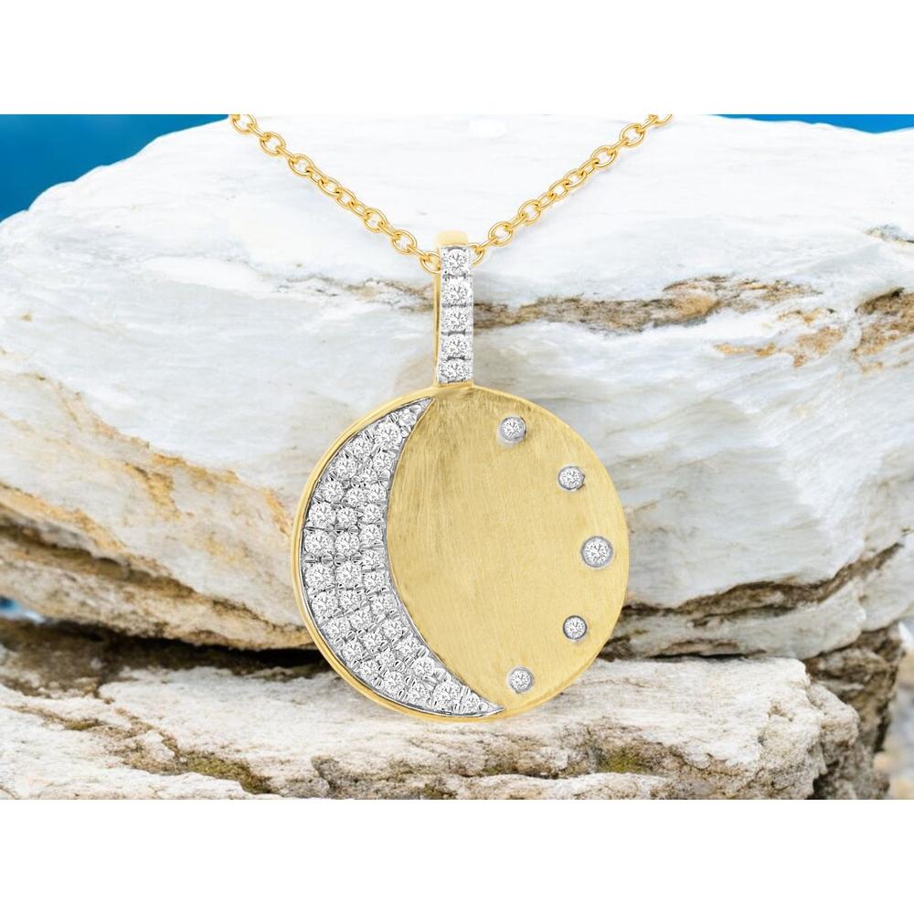 14K Yellow Gold Diamond Pendant with Channel-Set Round Diamonds - 0.33 Carats Total Diamond Weight