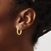 14K Yellow Gold Diamond Polished Hoop Earrings - 0.01 Carats Total Diamond Weight by Oro Pregiato