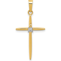 14K Yellow Gold Diamond Polished Passion Cross Pendant with Natural Diamond - 0.010 Carat Total Diamond Weight by Oro Pregiato