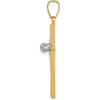 14K Yellow Gold Diamond Polished Passion Cross Pendant with Natural Diamond - 0.010 Carat Total Diamond Weight by Oro Pregiato
