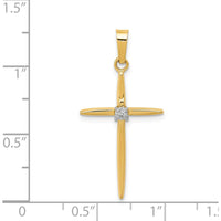 14K Yellow Gold Diamond Polished Passion Cross Pendant with Natural Diamond - 0.010 Carat Total Diamond Weight by Oro Pregiato