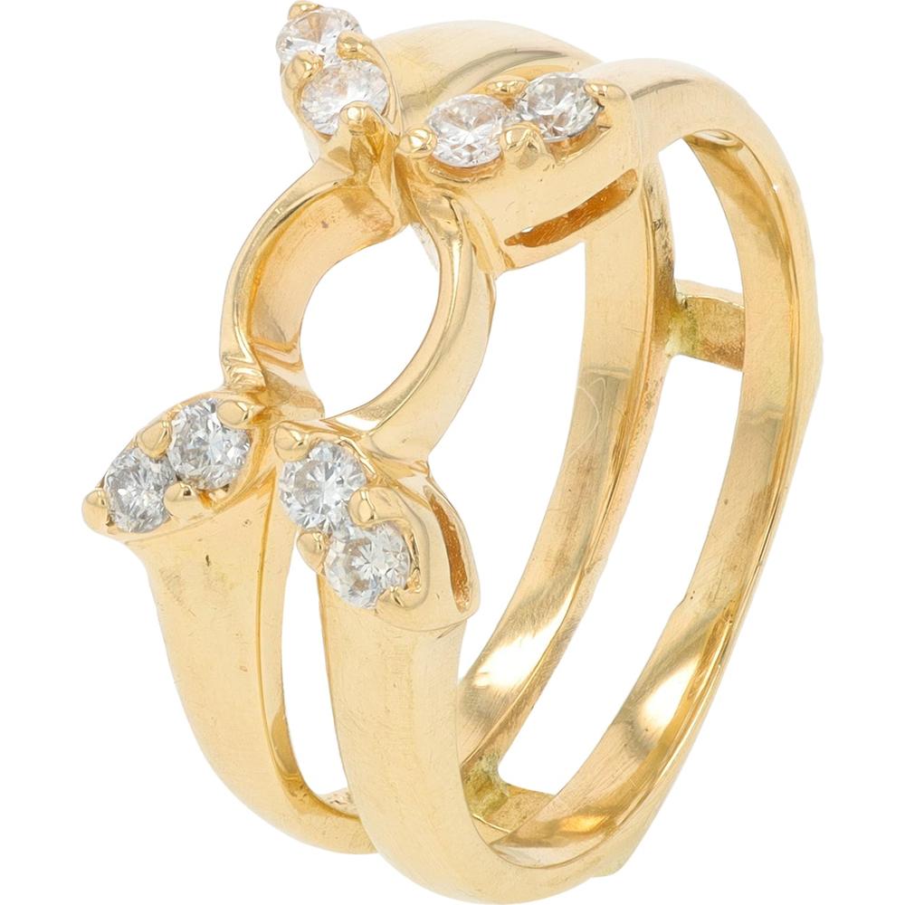 14K Yellow Gold Diamond Ring Guard with 0.25 Carat Round Prong - Set Diamonds