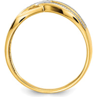 14K Yellow Gold Diamond Ring with Crisscross Design and Round Natural Diamonds - 0.15 Carat Total Diamond Weight by 0