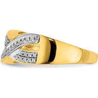 14K Yellow Gold Diamond Ring with Crisscross Design and Round Natural Diamonds - 0.15 Carat Total Diamond Weight by 0
