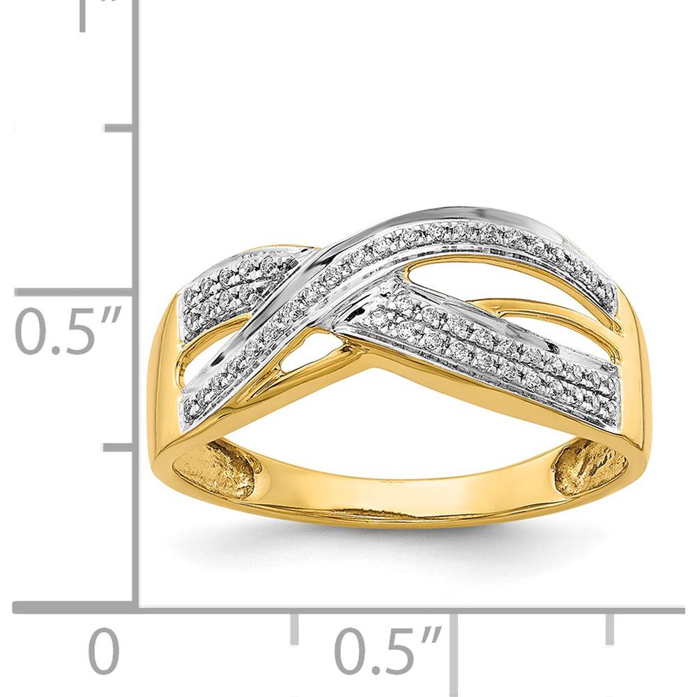 14K Yellow Gold Diamond Ring with Crisscross Design and Round Natural Diamonds - 0.15 Carat Total Diamond Weight by 0