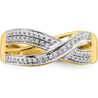 14K Yellow Gold Diamond Ring with Crisscross Design and Round Natural Diamonds - 0.15 Carat Total Diamond Weight by 0