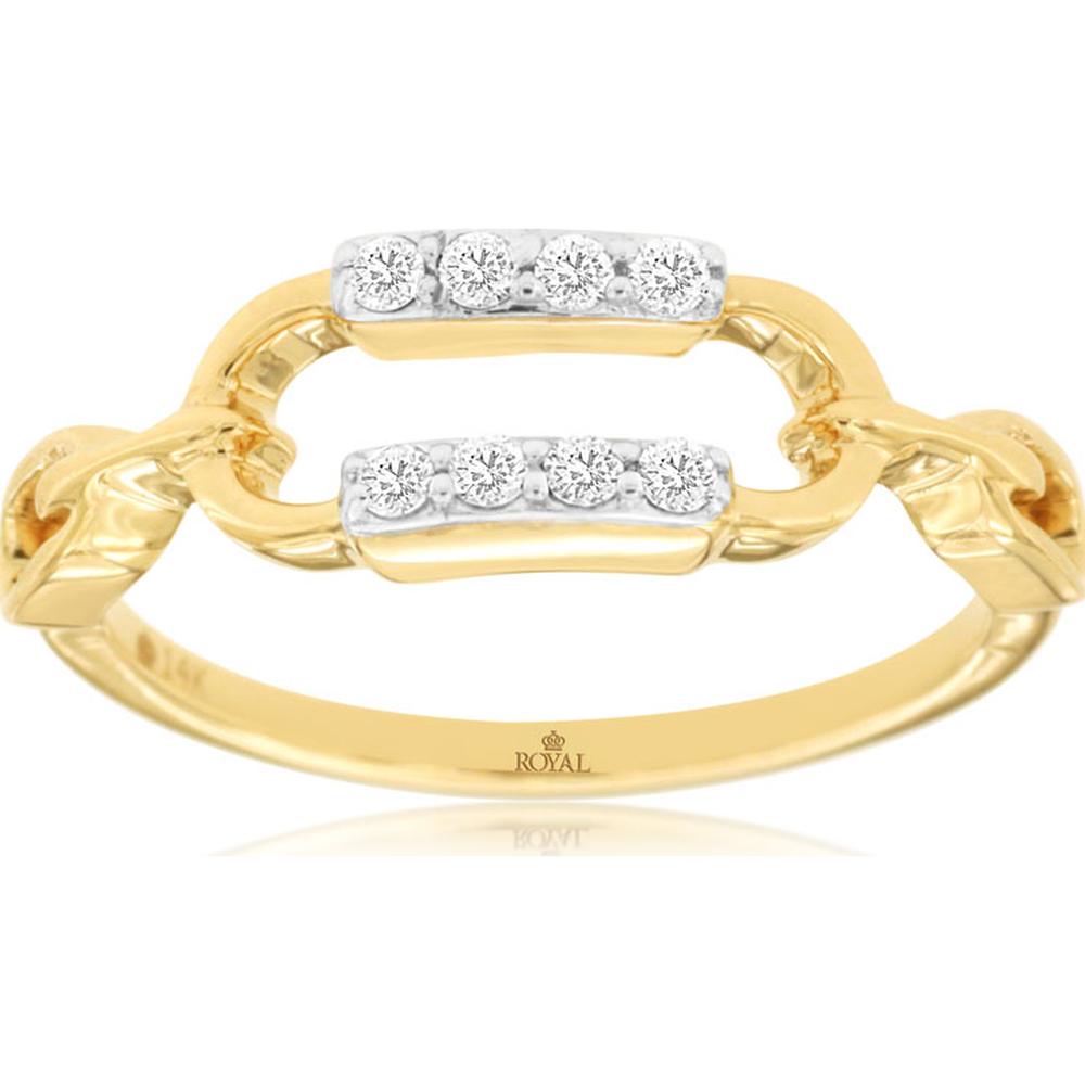 14K Yellow Gold Diamond Ring with Linked Design - 0.10 Carats Total Diamond Weight