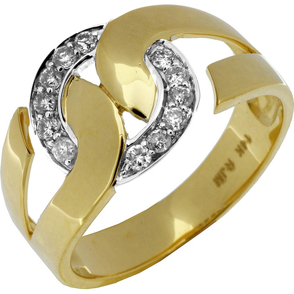 14K Yellow Gold Diamond Ring with Swirl Design - 0.22 Carats Total Diamond Weight