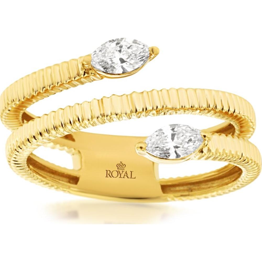 14K Yellow Gold Diamond Ring with Two Marquise-Cut Diamonds - 0.30 Carats Total Diamond Weight