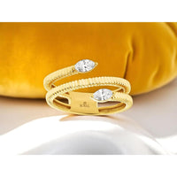 14K Yellow Gold Diamond Ring with Two Marquise-Cut Diamonds - 0.30 Carats Total Diamond Weight