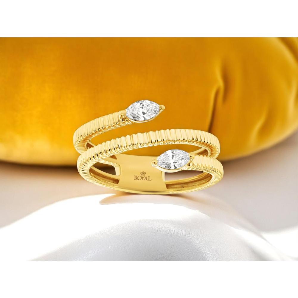 14K Yellow Gold Diamond Ring with Two Marquise-Cut Diamonds - 0.30 Carats Total Diamond Weight