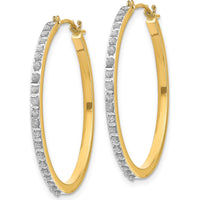 14K Yellow Gold Diamond Round Hinged Hoop Earrings - 0.01 Carats Total Diamond Weight by Monteluci Fine Jewelry