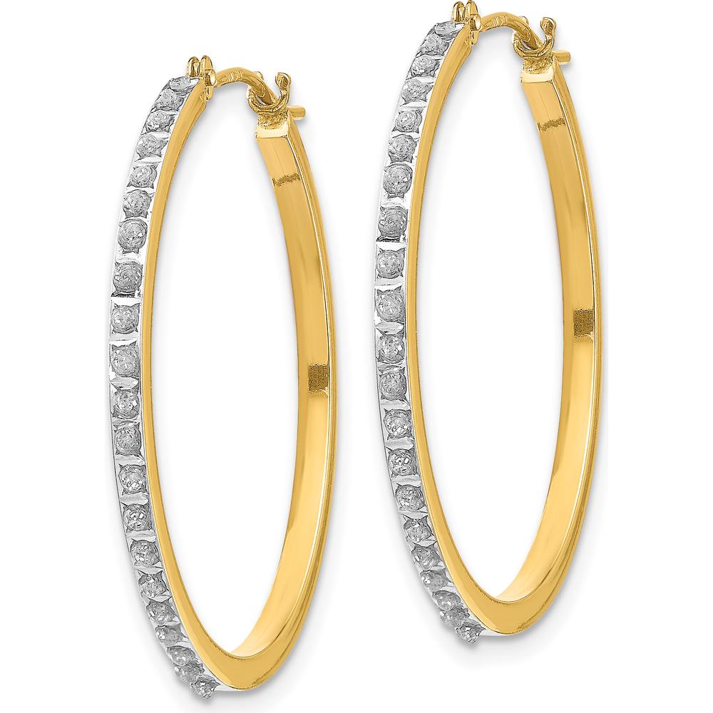 14K Yellow Gold Diamond Round Hinged Hoop Earrings - 0.01 Carats Total Diamond Weight by Monteluci Fine Jewelry