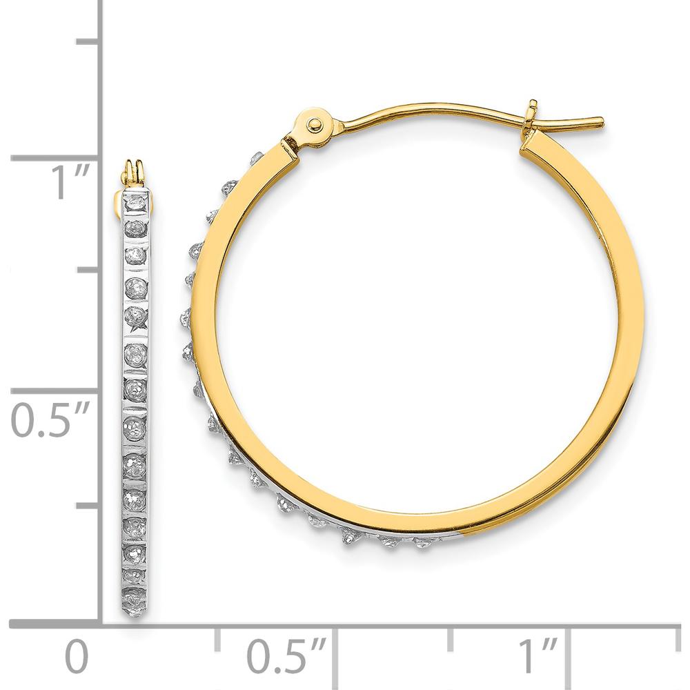 14K Yellow Gold Diamond Round Hinged Hoop Earrings - 0.010 Carats Total Diamond Weight by Monteluci Fine Jewelry