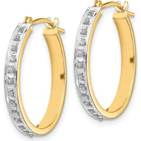 14K Yellow Gold Diamond Round Hinged Hoop Earrings - 0.010 Carats Total Diamond Weight by Monteluci Fine Jewelry