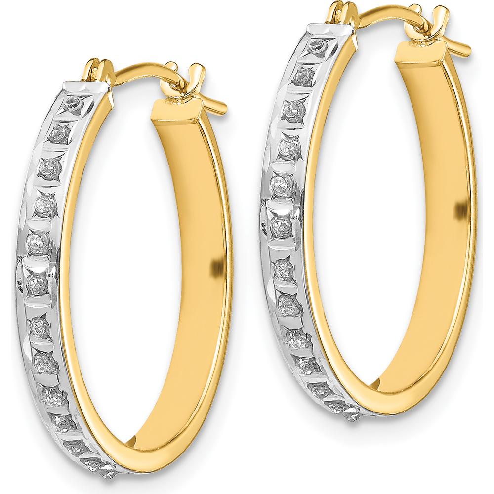 14K Yellow Gold Diamond Round Hinged Hoop Earrings - 0.010 Carats Total Diamond Weight by Monteluci Fine Jewelry